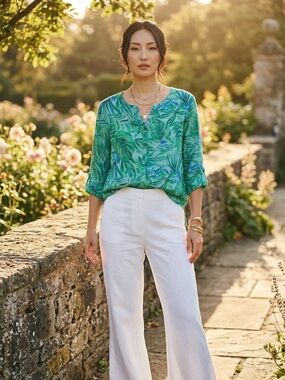 J Jill tropical palm leaf shirt. Size M like new!